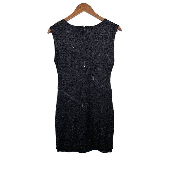 Alice + Olivia Gyllen Black Metallic Zipper Mini Dress Black Size Medium - Picture 7 of 12
